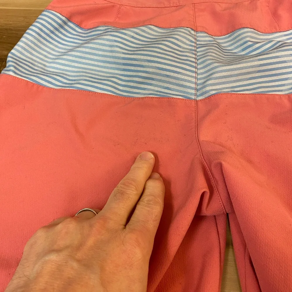 Vineyard Vines Board Shorts Mens 28 Coral Blue Stripe Swim Trunks Drawstring